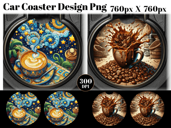 Coffee Car Coaster PNG Sublimation