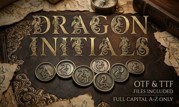 Dragon Initials Font PNG with transparent background - Preview 1
