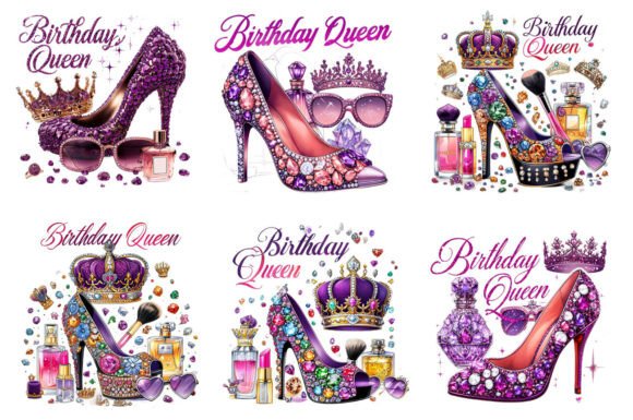 Glitter Birthday Queen Sublimation PNG B Graphic Illustrations By PS Digital Art