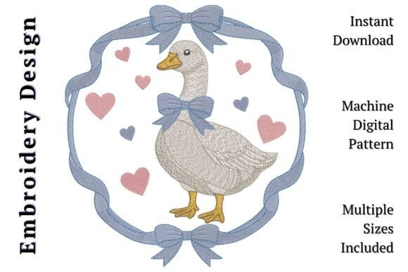 Goose with Bows and Hearts Shabby Chic