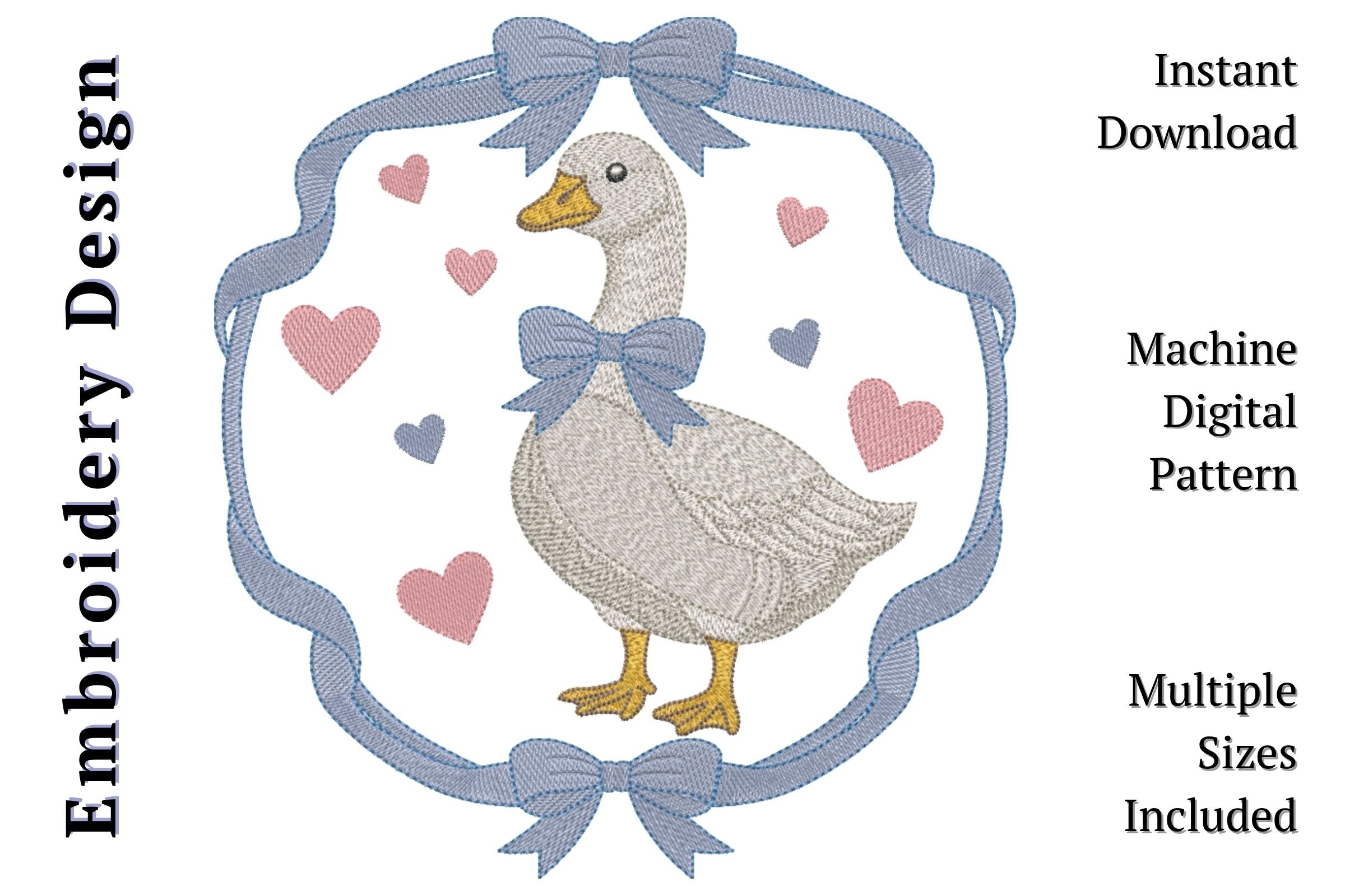 Goose with Bows and Hearts Shabby Chic