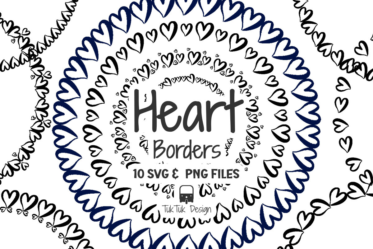 Heart Circle Border Frame SVG PNG Bundle