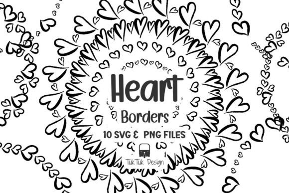 Heart Circle Frame Border SVG PNG Bundle