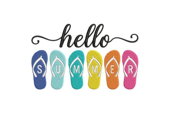 Hello Summer Flip Flop Embroidery Design Summer Embroidery Design By RevolutionCraft