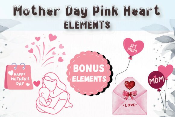 Mother Day Pink Heart Font PNG with transparent background - Preview 4