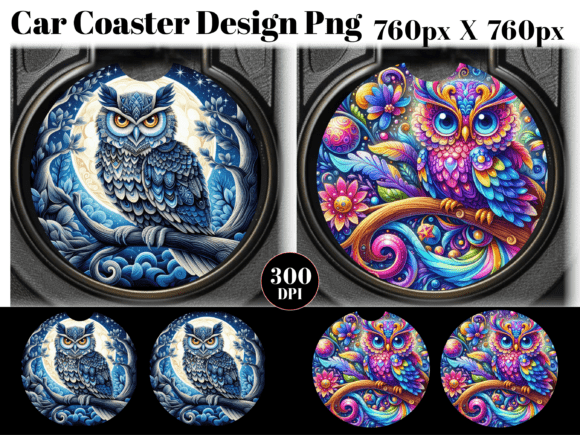 Owl Car Coaster PNG Sublimation