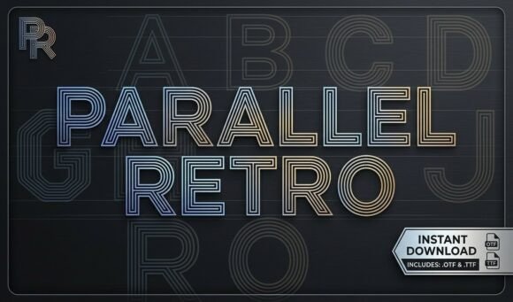 Parallel Retro Font PNG with transparent background - Preview 1
