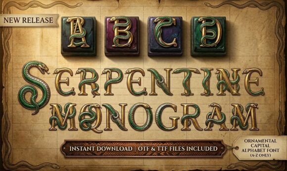 Serpentine Monogram Font PNG with transparent background - Preview 1