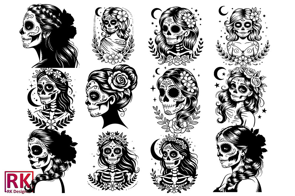 Sugar Skull Woman SVG Bundle