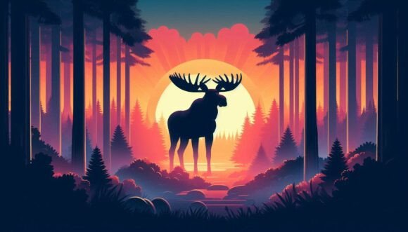 Sunrise Moose Graphic Illustrations By kulturrno