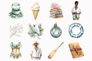 Watercolor Coastal Serenity Clipart Graphic by Design Market · Creative ...
