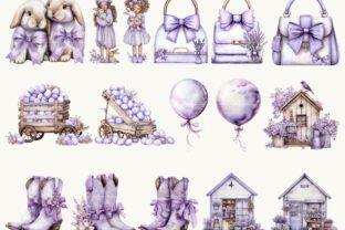 Watercolor Purple Spring Easter Clipart Graphic by busydaydesign ...