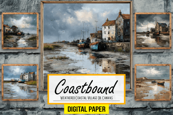 Weathered Coastal Village Oil Canvas Art