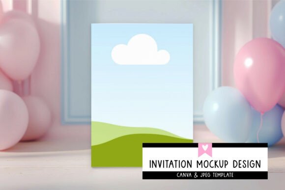 1st Birthday Invitation Mockup Canva