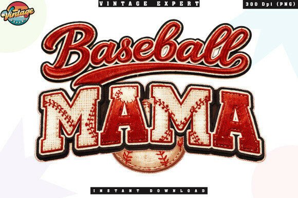 Baseball Mama Vintage Sports Mom PNG