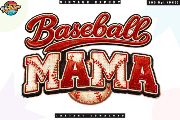 Baseball Mama Vintage Sports Mom PNG