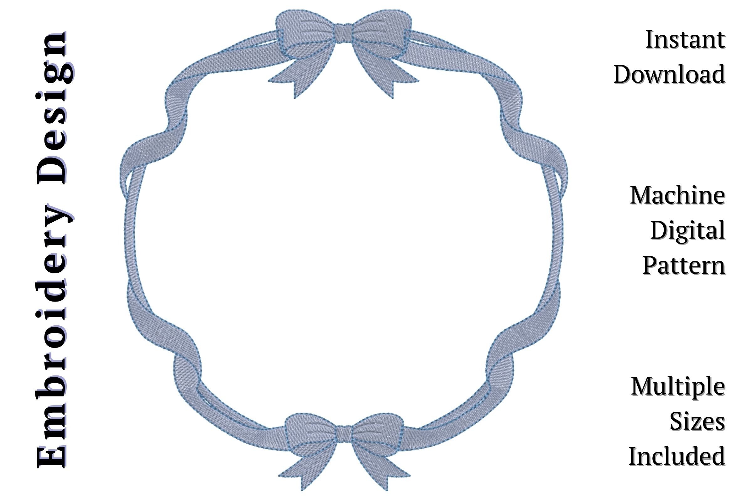 Blue Bow Frame Scalloped Ribbon Oval
