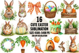 Cute Easter Watercolor Clipart Sublimati