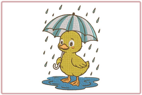 Cute Spring Duck Embroidery Design