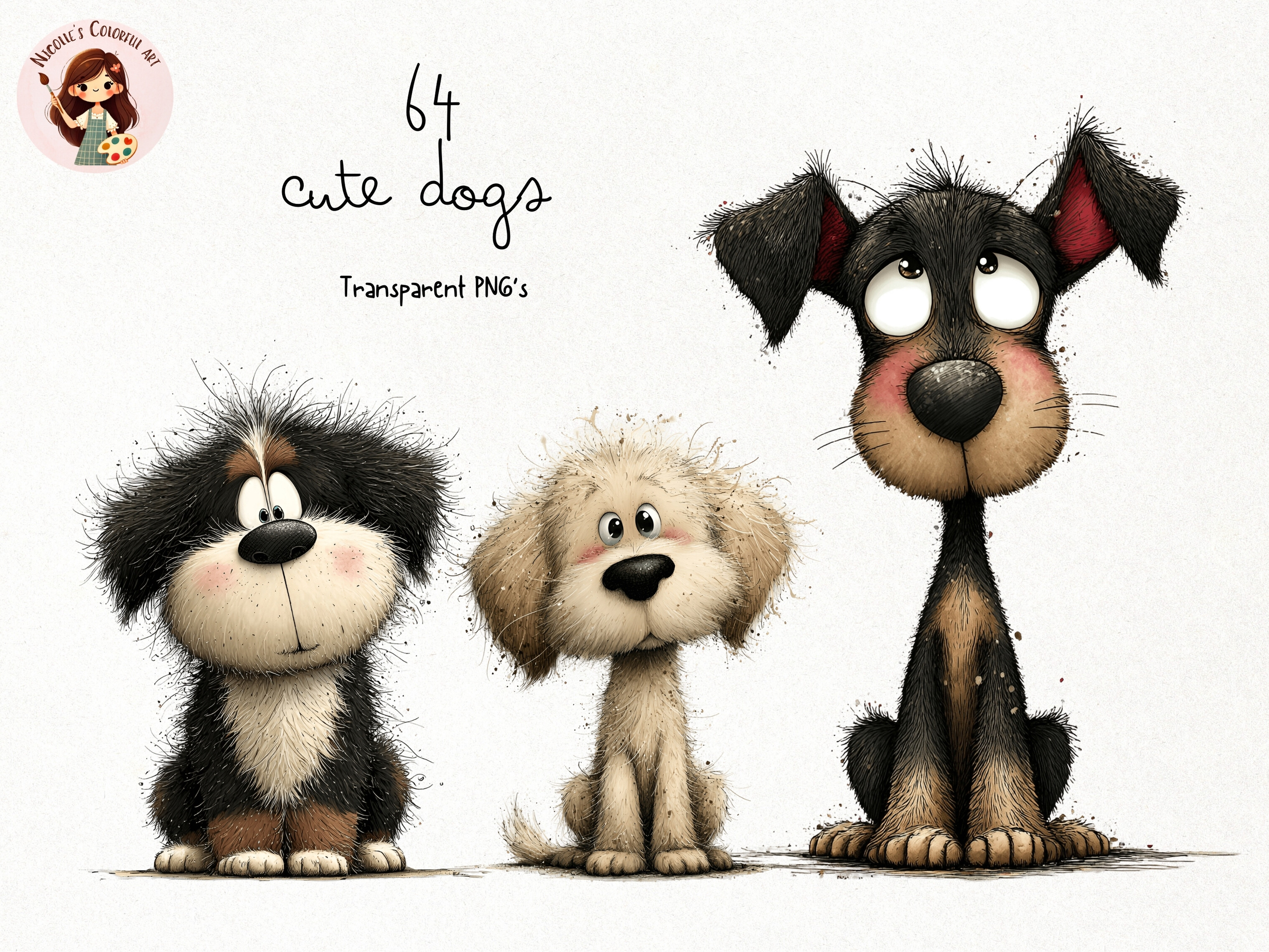 Cute Watercolor Dogs PNG Clipart Graphic by Nicolle's Colorful Art ...