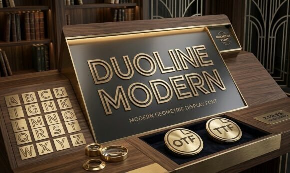 Duoline Modern Font PNG with transparent background - Preview 1