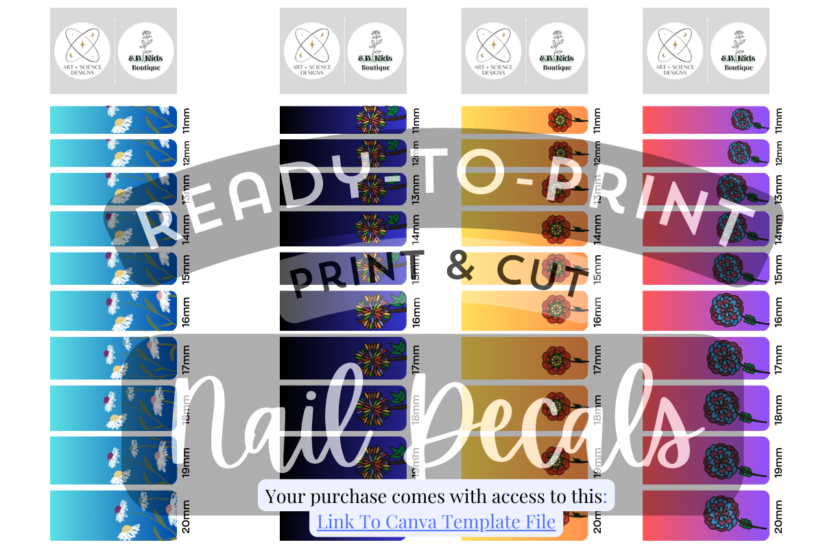 Floral Nail Art Waterslide Decal Prints