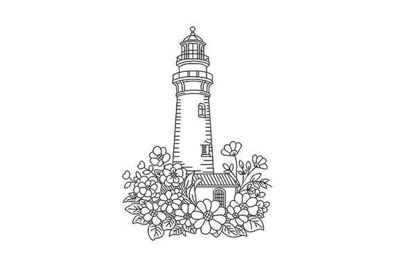 Lighthouse with Floral
