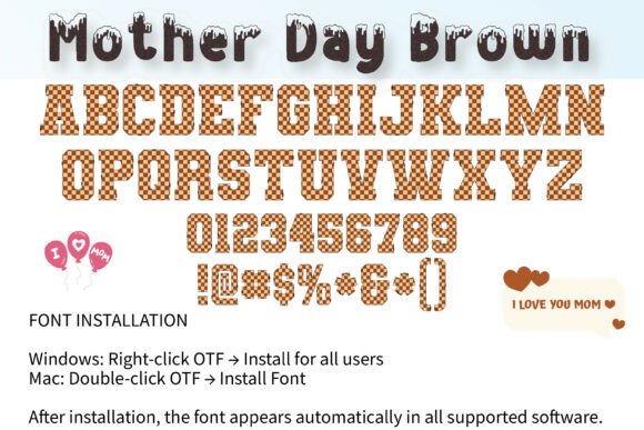 Mother Day Brown Font PNG with transparent background - Preview 3