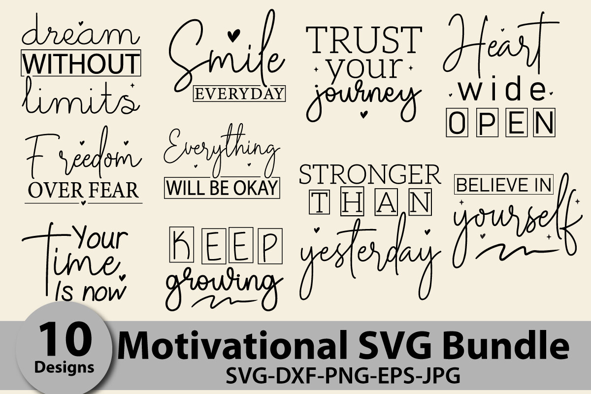 Motivational Quotes SVG Bundle Graphic by Lucky777 · Creative Fabrica