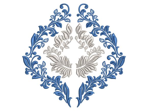 Ottoman Blue Floral Wreath Embroidery