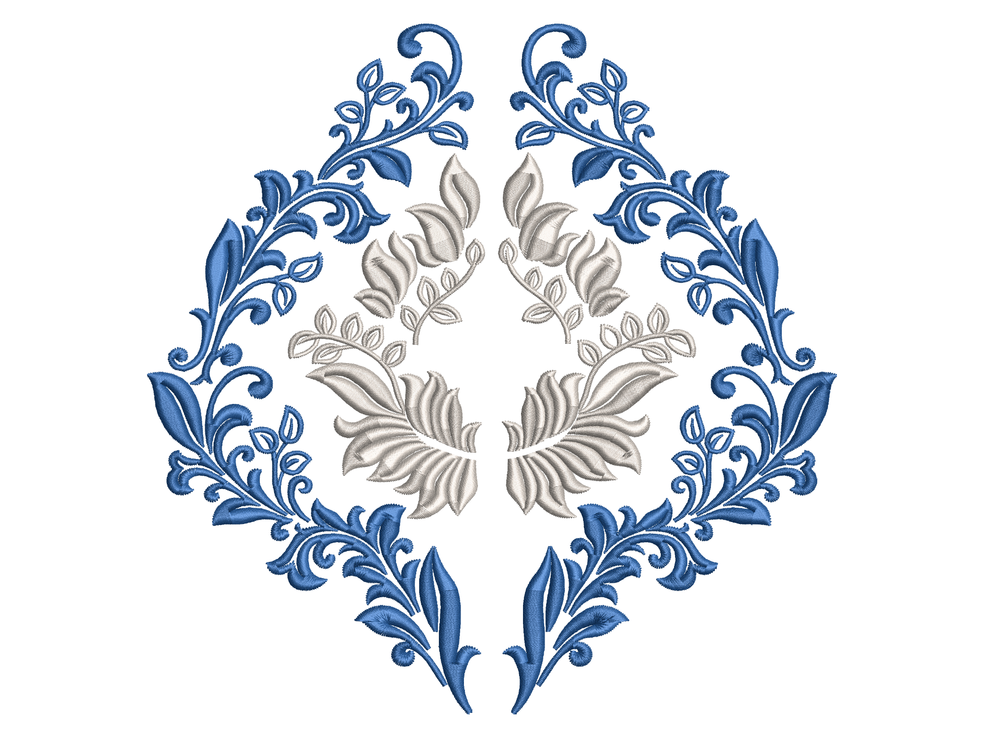Ottoman Blue Floral Wreath Embroidery