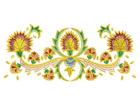 Ottoman Colorful Floral Border Embroider