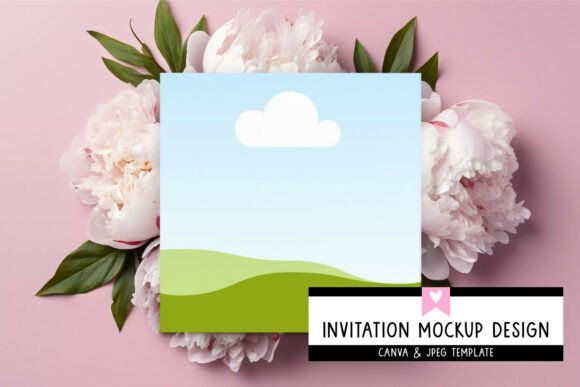Peony Floral Invitation Mockup Canva