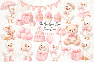 Pink Silly Goose Baby Shower Clipart Graphic by Yassou Bouhad ...