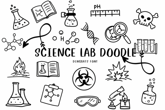 Science Lab Doodle Dingbats Font By CHANOK