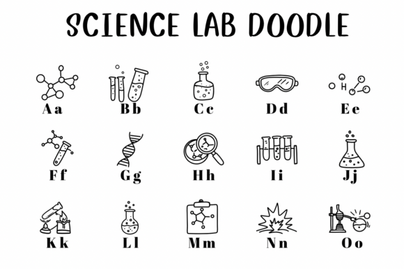 Science Lab Doodle Font PNG with transparent background - Preview 1