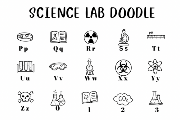Science Lab Doodle Font PNG with transparent background - Preview 2