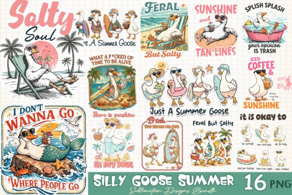 Silly Goose Summer Sublimation Bundle Graphic Illustrations By Magic Rabbit