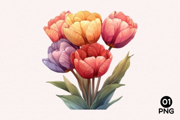 Spring Tulip Flower Clipart Bundle Bundle · Creative Fabrica