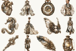 Watercolor Steampunk Clipart Bundle Graphic by busydaydesign · Creative ...