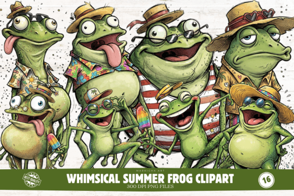 Whimsical Summer Frog Clipart Graphic AI Illustrations By Markicha Art