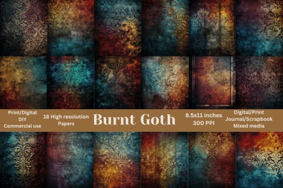 18 HI-RES 8.5x11 Backgrounds Burnt Goth