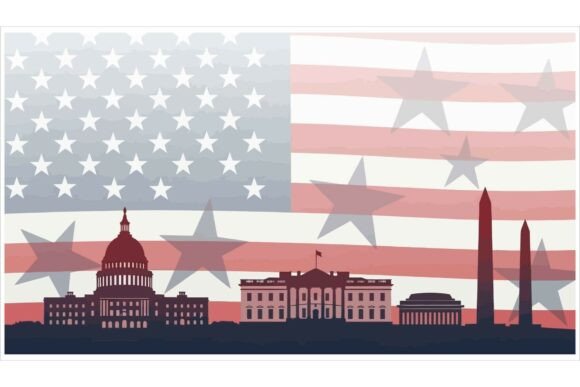 American Flag with Washington DC Skyline Graphic by Design BLOOM ...