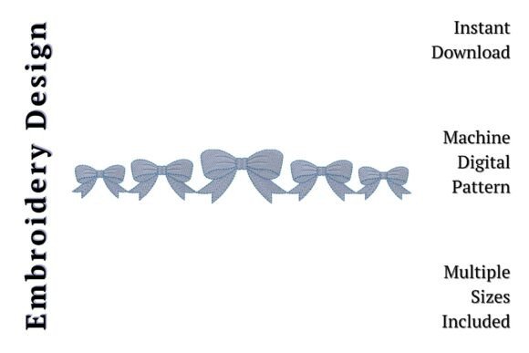 Blue Bow Border Coquette Ribbon Trim