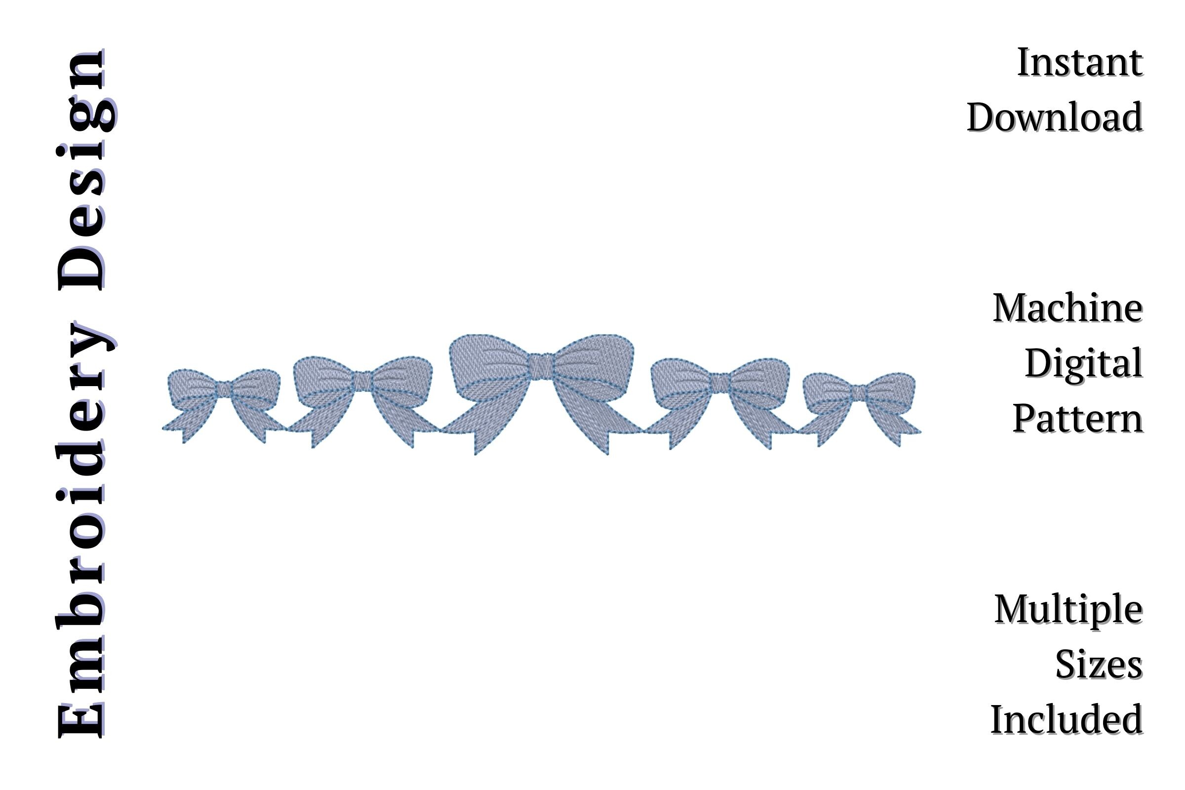 Blue Bow Border Coquette Ribbon Trim