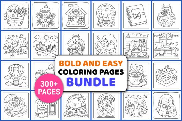 Bold and Easy Coloring Pages Bundle