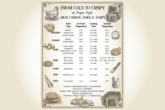 Cold To Crispy Air Fryer Cooking Guide Graphics