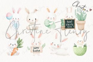 Cute Easter Bunny Clipart Bundle Graphic by Christine Fleury · Creative ...
