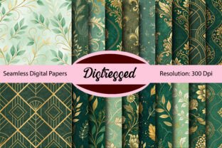 Distressed Green and Gold Digital Paper Graphic by Colourful · Creative ...