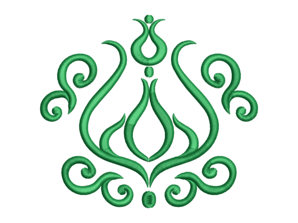 Emerald Damask Scroll Flourish